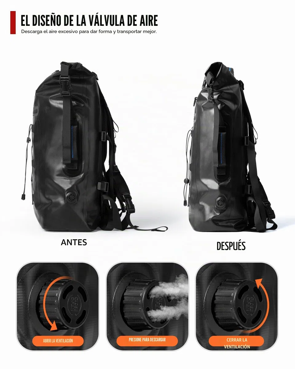 Grapelet Impermeable Mochila Moto 40L también para bicicleta con Cintura Desmontable para los hombros PVC 500D Bolsa Estanca Negra con bolsillos laterales resistente a la lluvia el nieve y el barro