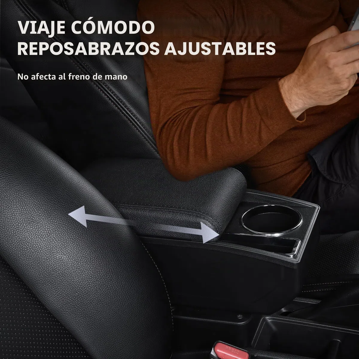Apoyabrazos para Citroen Berlingo 2010-2020 Consola Central de Coche Doble Capa de Espacio de Almacenamiento con Portavasos Fácil de Montar Cuero Cómodo y Duradero Negro (Línea Negra)