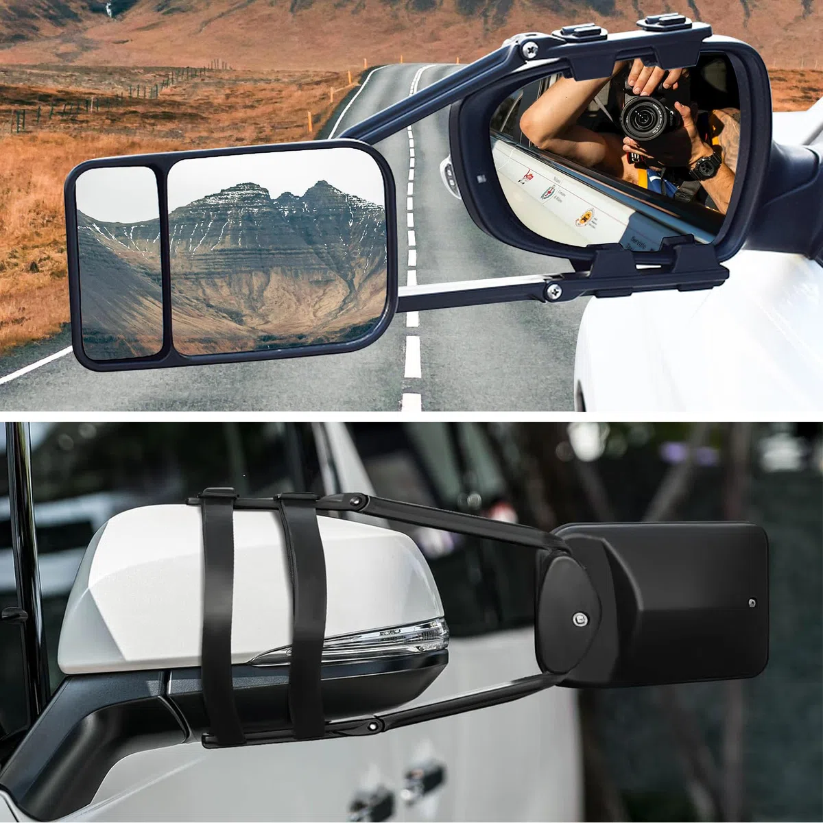 2 Piezas Espejos Retrovisores Caravana, Espejos Caravana Coche Espejo Retrovisor de ExtensióN Ajustable, Espejos de Remolque Universal para Coches, Caravanas, Remolques, Autocaravanas
