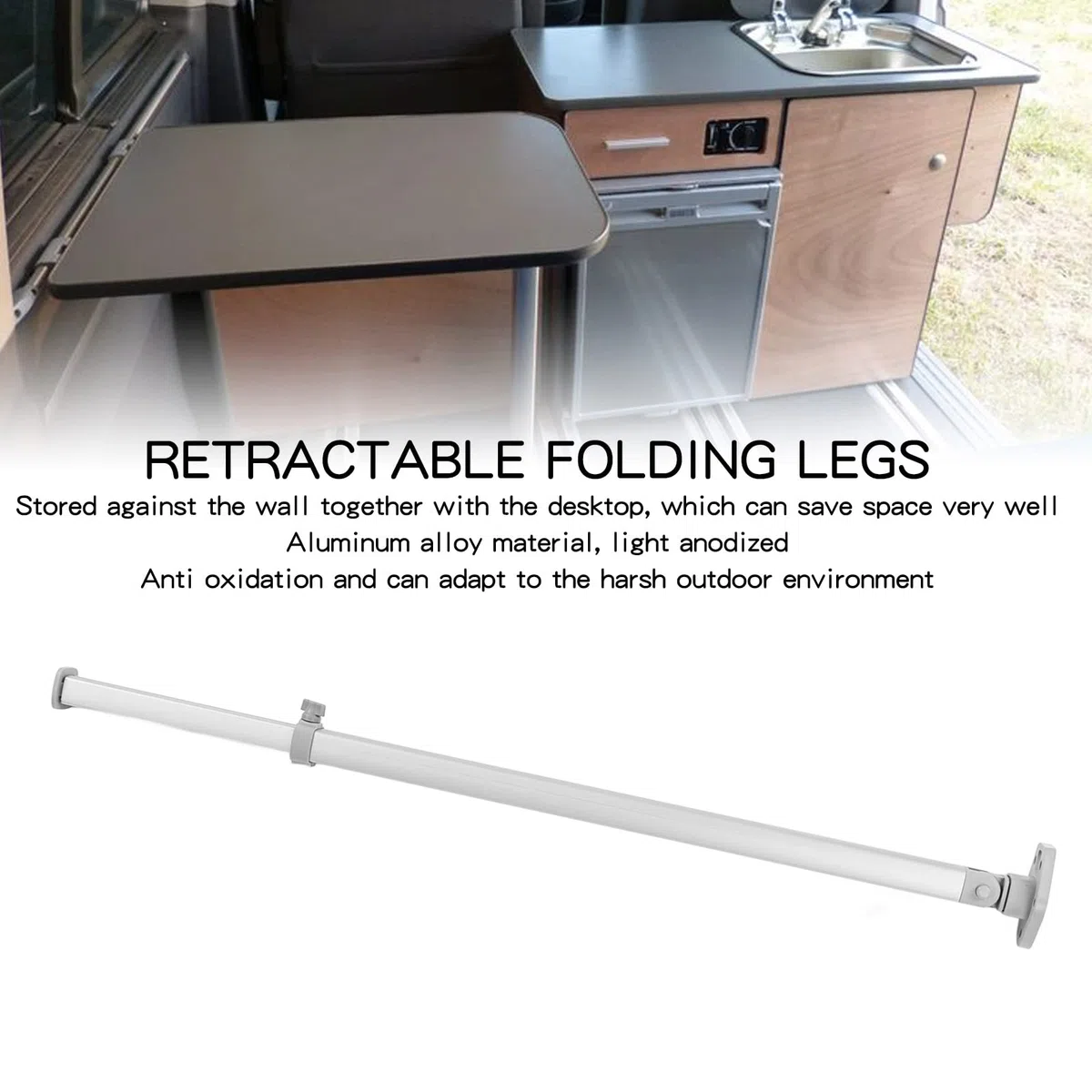 Pata de Escritorio Ajustable para Caravana, Patas de Mesa Telescópicas Plegables, Ahorro de Espacio, Apariencia Exquisita, Antioxidante para Yate RV