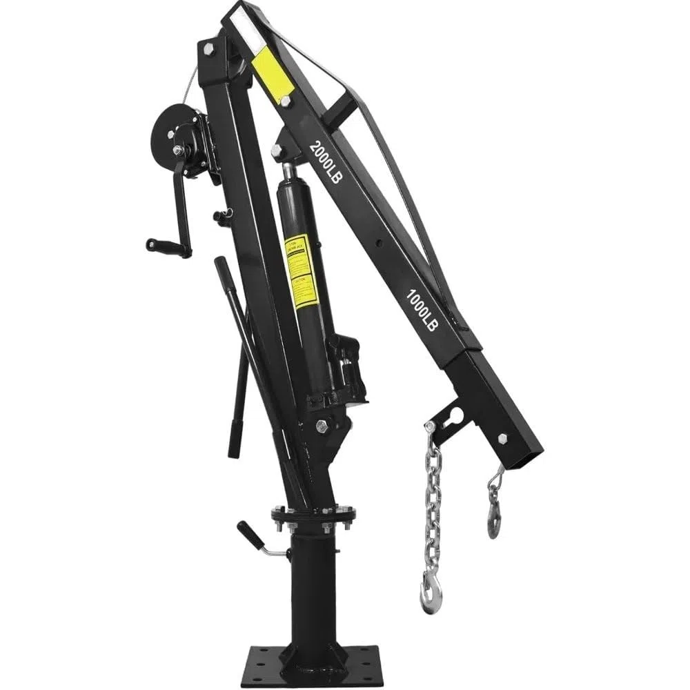 SDdPulse Herramienta de elevación resistente para camión grúa con cabrestante hidráulico, grúa plegable para elevación de motor, polipastos eléctricos de elevación de motor, negro, amarillo