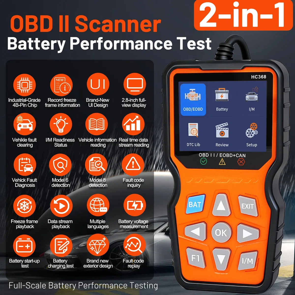 OBD2 Diagnosis Coche,Scanner OBD2,Diagnosis Coche Multimarca en Español,Maquina de Diagnosis para Coche,Lector de Código,Compatible BMW Mercedes Audi Vehículos OBDII (HC368)