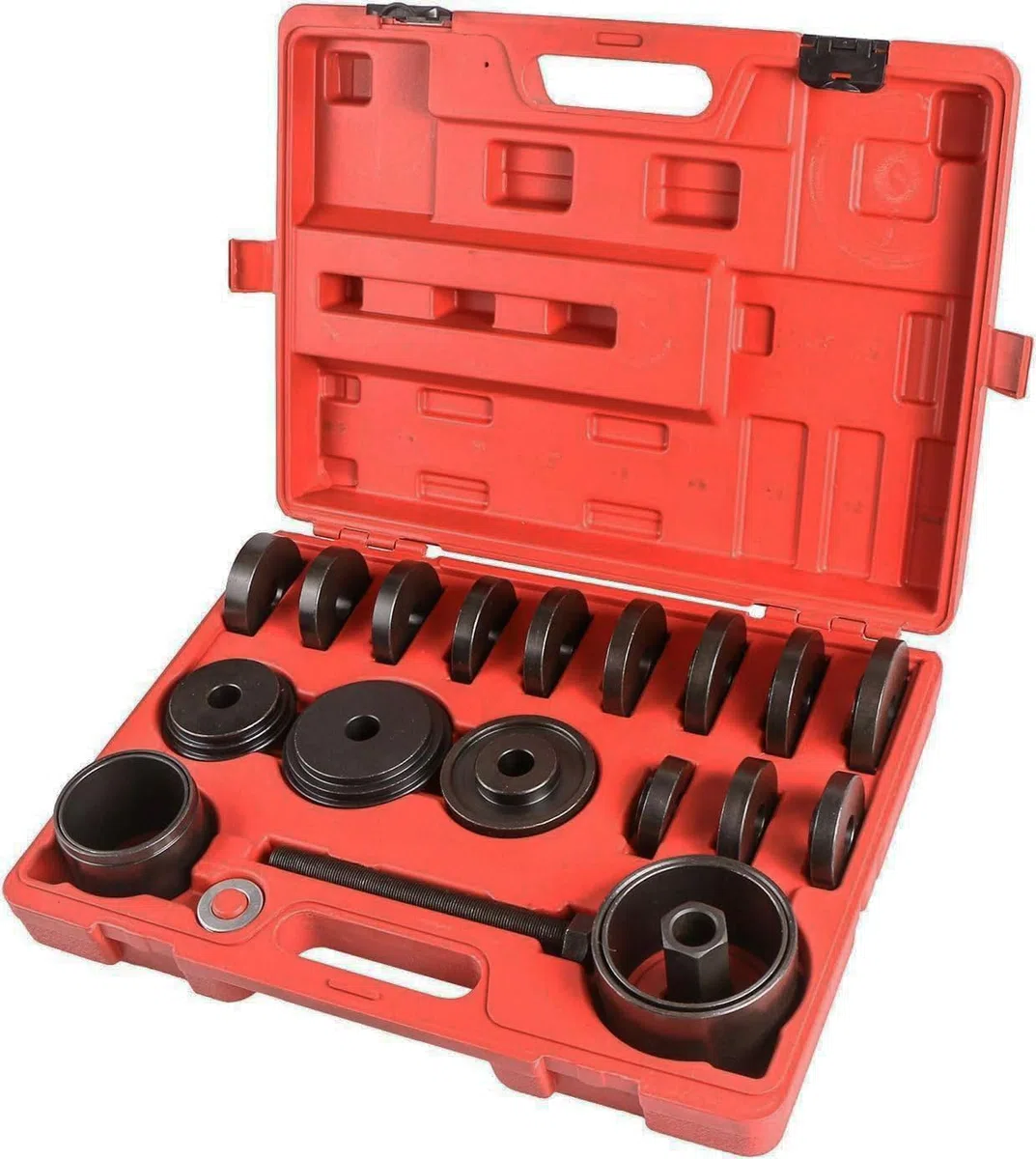 JOMAFA 1143 - Juego de Herramientas para Rodamientos de Rueda – Extractora e Instaladora de Cojinetes y Bujes para Talleres y Mecánicos – 23 Piezas Resistentes, Incluye Adaptadores Universales