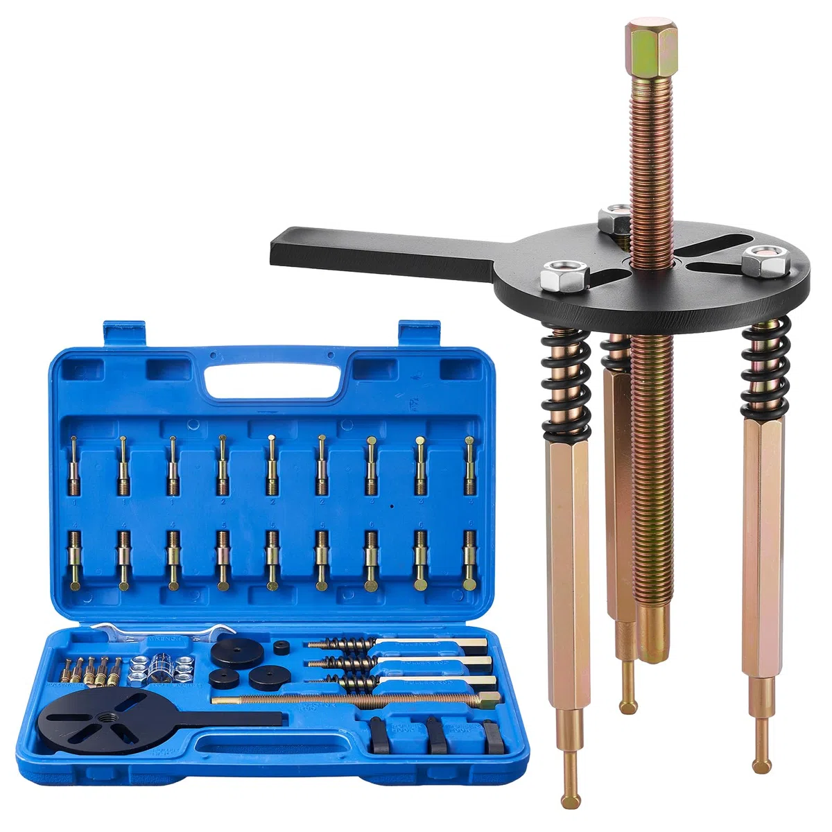 VEVOR Juego de Extractores Multifuncional de Rodamientos 36 en 1 para Rodamientos Internos y Externos, con Estuche Portátil Resistente y Resorte y un Vaso de 17 mm, 400 x 255 x 55 mm, Marrón