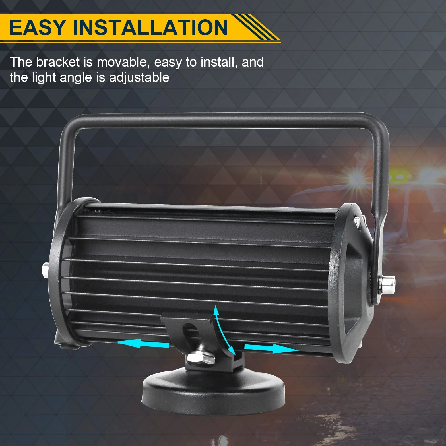 AUXTINGS 7 pulgadas 36W portátil LED punto de pieza haz offroad faro encendedor de cigarrillos interruptor con soporte de base magnético para coche, SUV, remolque, tractor, camión,12V 24V,6000K