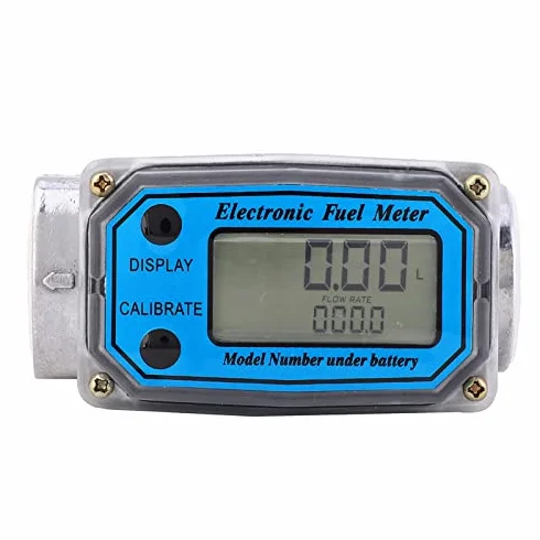 Medidor De Flujo Digital De Turbina Con Rosca NPT De Alta Precisión De 1 Pulgada Para Diésel, Queroseno Y Gasolina (Azul)