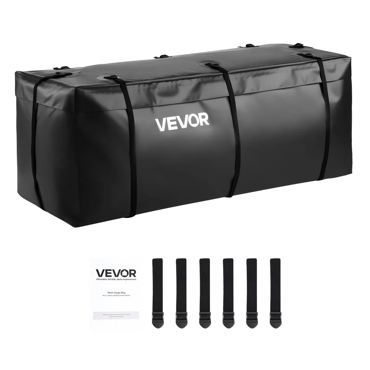VEVOR Bolsa de Carga a Enganche Impermeable, PVC 840D, Resistente, para Almacenamiento en Caja de Camioneta con 6 Correas Reforzadas, para Cestas Enganche Coche y Furgoneta, 1520 x 610 x 620 mm