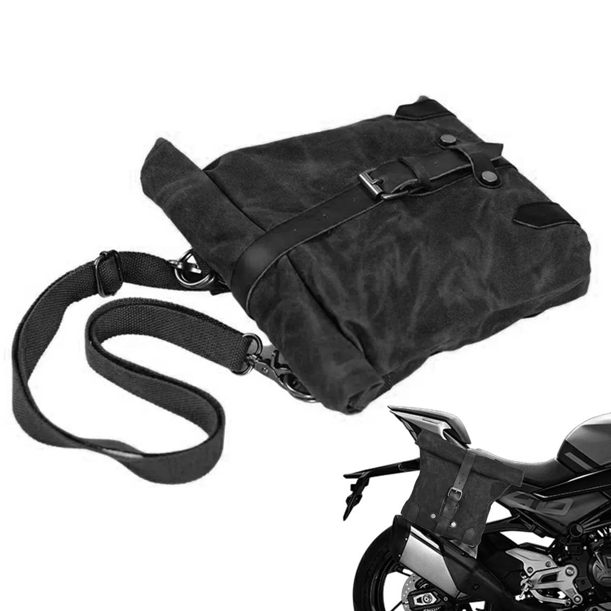 Maletín lateral de motocicleta, alforjas de sillín de motocicletas, de herramientas de moto impermeable vintage de hule - alforjas para equipos de mantenimiento, necesidades diarias