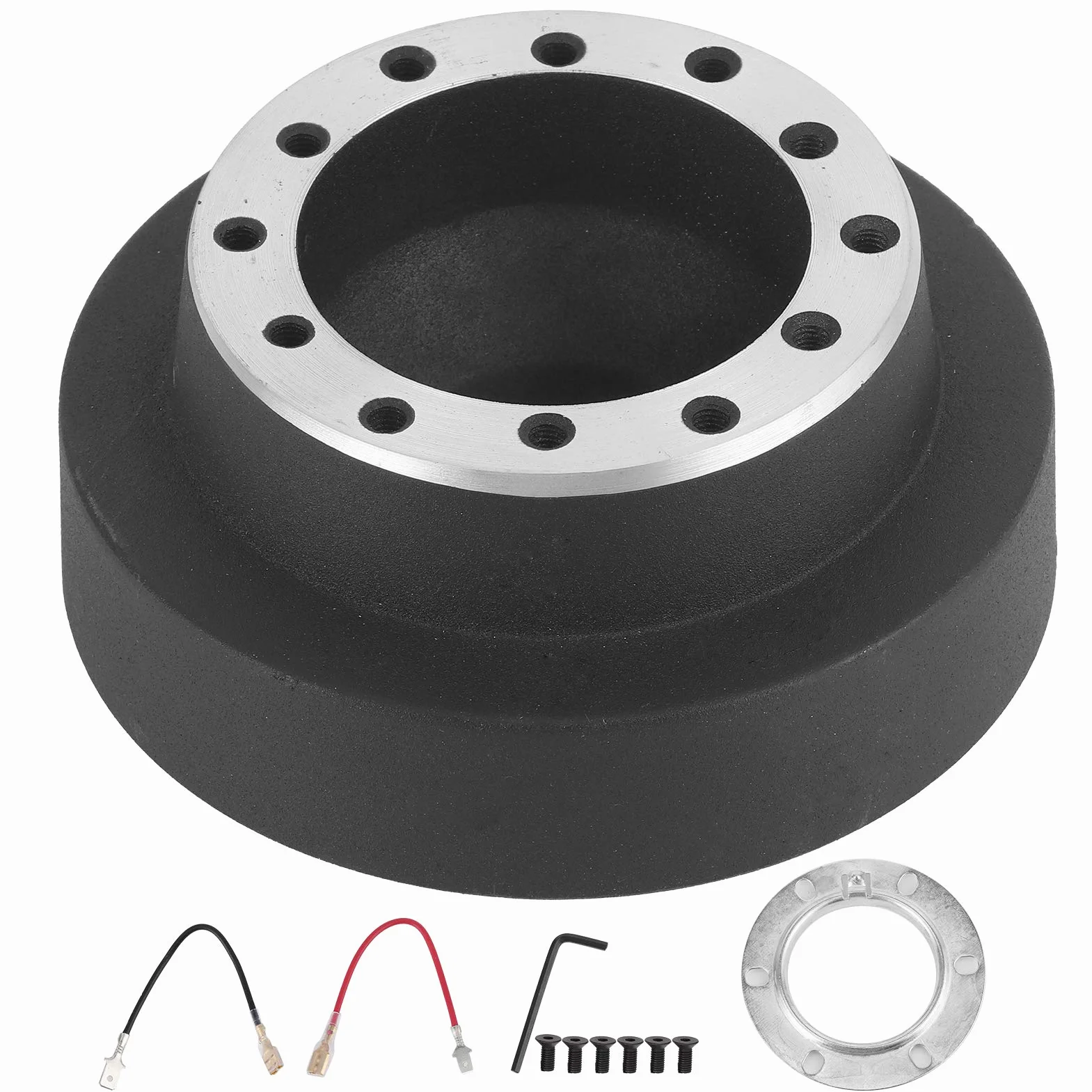 Kit de adaptador de cubo de volante, kit de adaptador de cubo de liberación rápida de volante de aluminio negro, accesorio de reacondicionamiento de coche de repuesto apto para