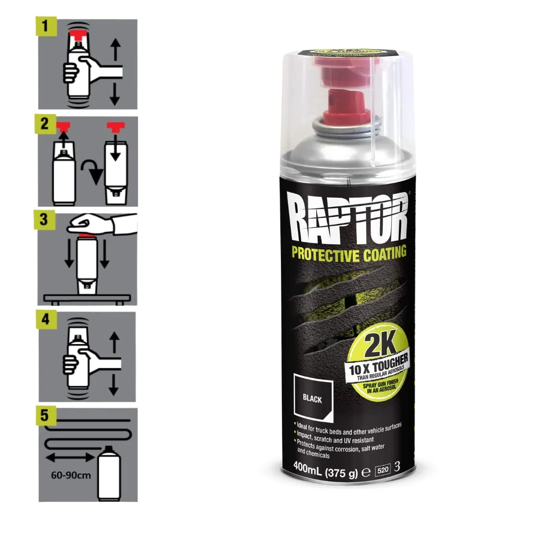 U-POL RAPTOR Revestimiento, bote de spray 400 ml, negro