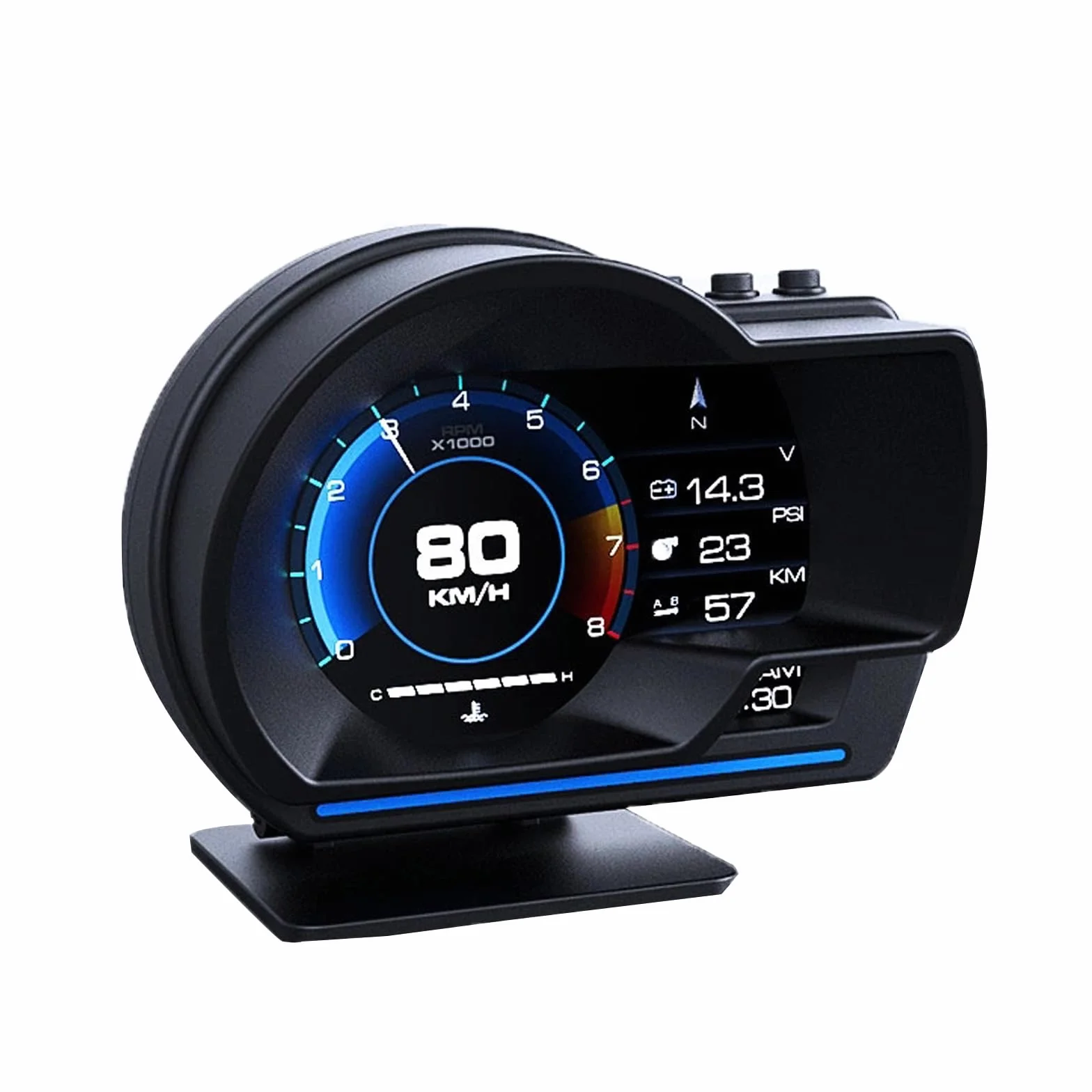KAOLALI Head Up Display OBD2 GPS Coche Smart Velocímetro, Universal Car HUD KMH/MPH Velocímetro Turbo RPM Alarma de Voltaje 9 Pantallas de Visualización para Todos Coche