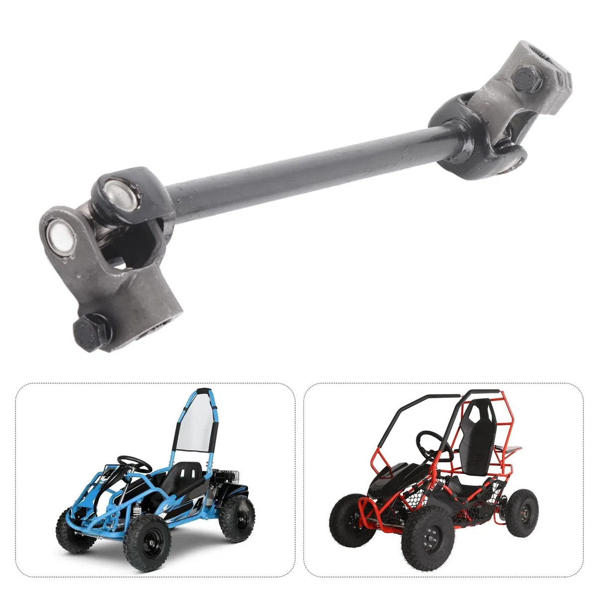 Akozon Eje de Columna de Dirección, 30T 375 Mm Go Kart Engranaje de Dirección Eje de Nudillo Aleación de Acero para 110 125 DIY Go Kart Quad ATV