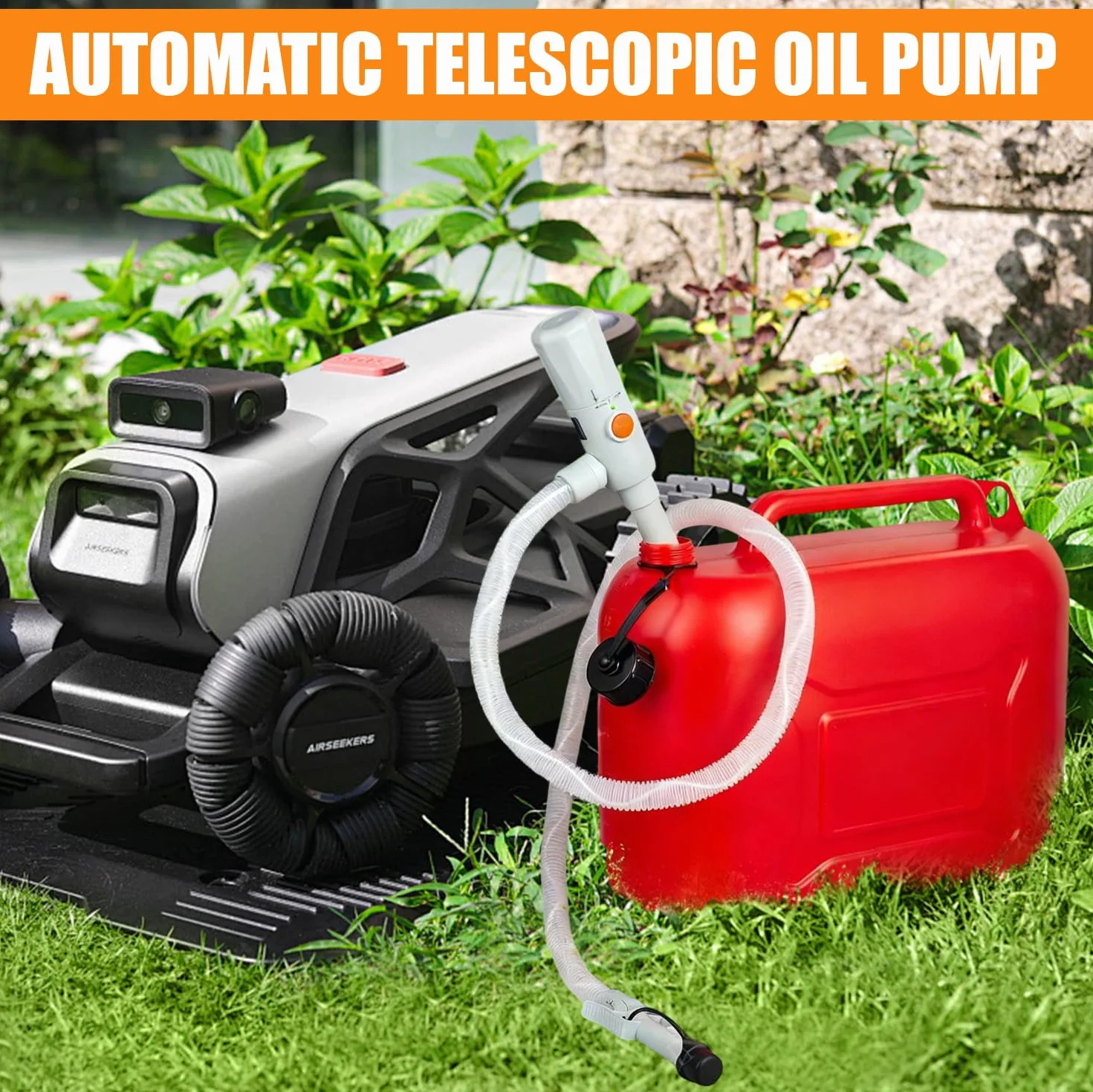 Bomba de gasolina para bidón – Doble alimentación (USB-C/AA), 3,2 GPM, bomba de transferencia de combustible eléctrica con parada automática, bomba de aceite eléctrica portátil, manguera de 51