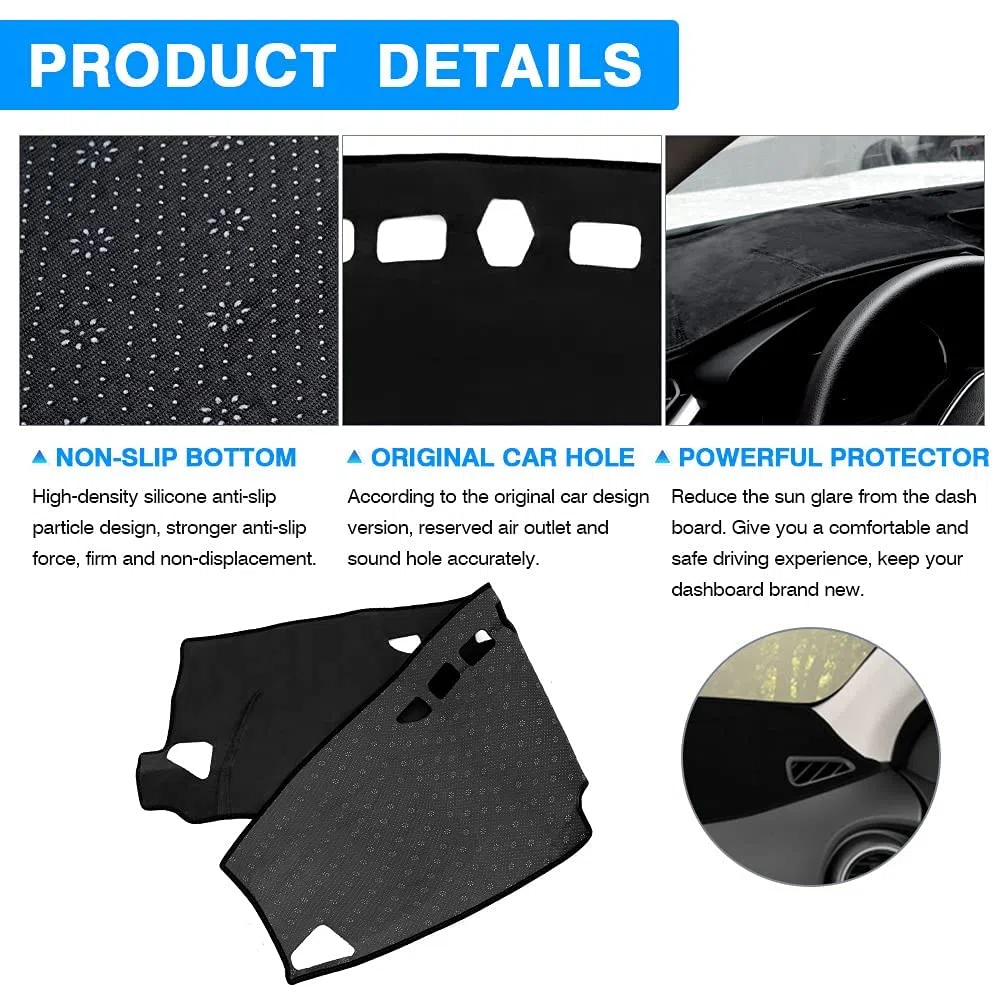 Autorder Ajuste Personalizado para Cubierta de salpicadero Hyundai Kona 2018-2021 2022 2023, Accesorios para salpicadero, Antideslizante, Protector Solar sin Reflejos (sin Hud)