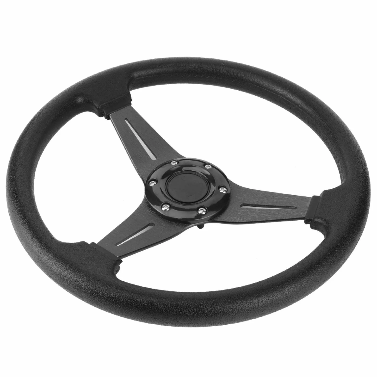 Volante, 350 mm 14 pulgadas Coche de carreras Derrapaje Deportivo Reequipamiento Volante Aleación de aluminio Reemplazo de PU Accesorio universal modificado(negro)