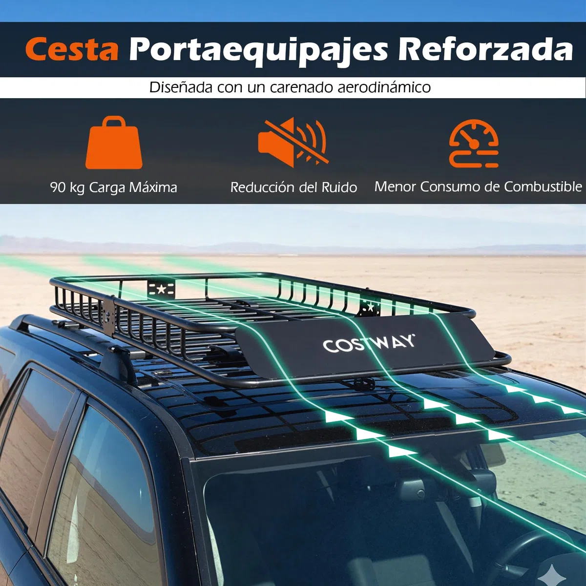 COSTWAY Cofre Techo Coche 425L, Cofre de Techo para Vehículo con Bolsa Impermeable de de Almacenaje, Carga 90 kg, Portaequipajes Universal con Correas de Trinquete para SUV, Camión, Berlina