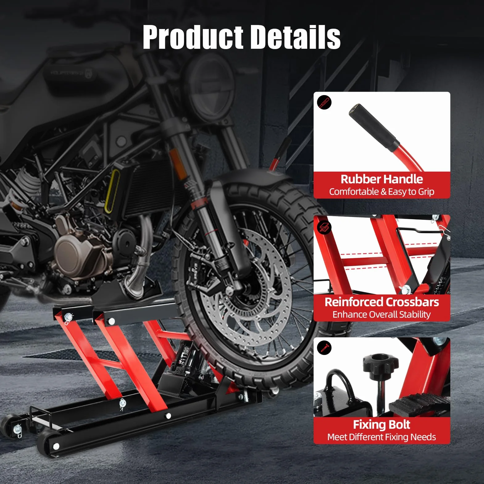 Elevador de motocicleta hidráulico de 680 kg/1500 libras, elevador hidráulico de motocicleta, soporte de reparación de elevación de motocicleta 115-365 mm, plataforma elevadora de motocicleta