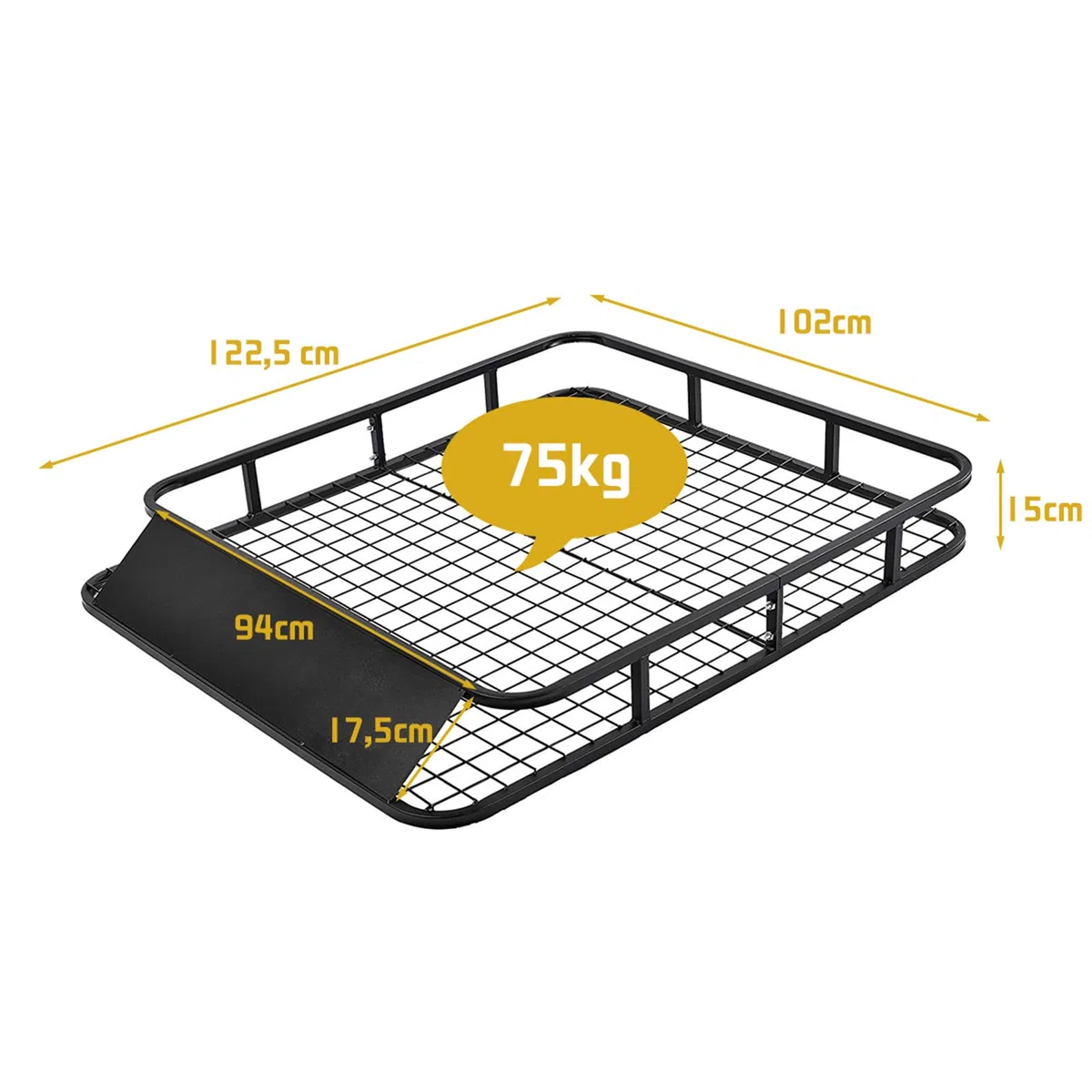 COSTWAY Baca Universal de Metal, Portaequipajes para Techo de Coche, Carga hasta 75kg, Impermeable, 122x102x15cm, para Autos Universal