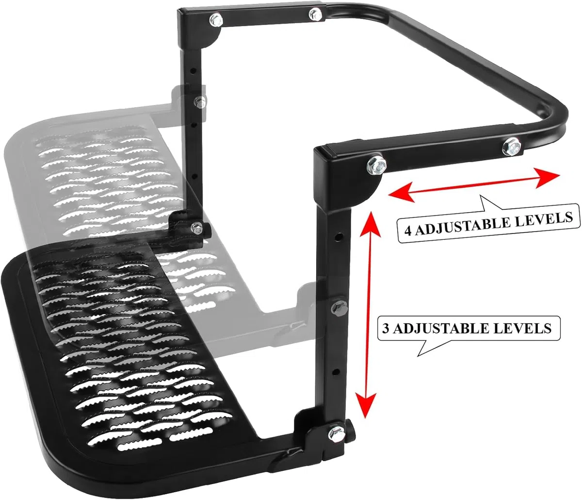 Peldaño antideslizante plegable para camiones, SUV y autocaravanas. Montaje de neumáticos ajustable, resistente, se adapta a la mayoría de neumáticos de 23 a 33 cm y hasta 150 kg