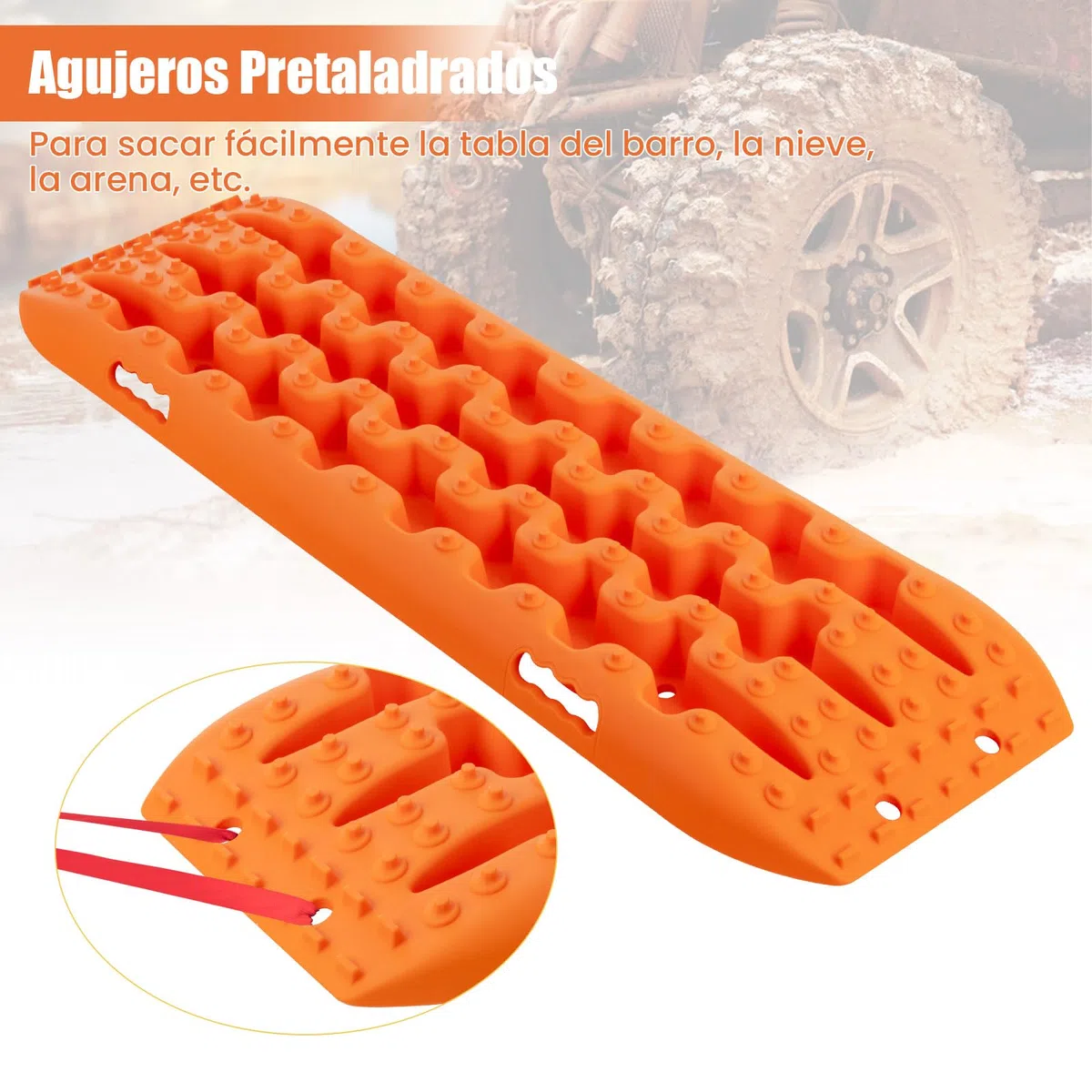 COSTWAY Tablas de Tracción Todoterreno, Alfombrillas de Tracción de 2 Piezas para Nieve, Extracción y Recuperación de Vehículos, para Llantas y Alfombrilla de Tracción (Naranja, 107 x 31 x 7 cm)