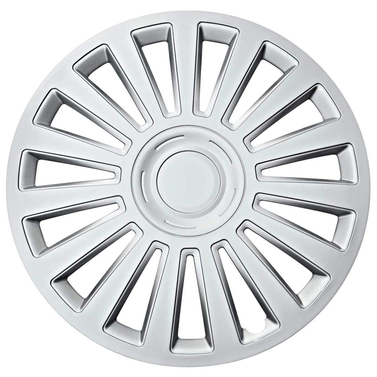 Juego de 4 Tapacubos de 15 Pulgadas Diseño California Silver, Acabado Cromado y ABS Resistente a Fuertes Impactos, Duradero y Fiable con Anillo de sujeción Ajustable