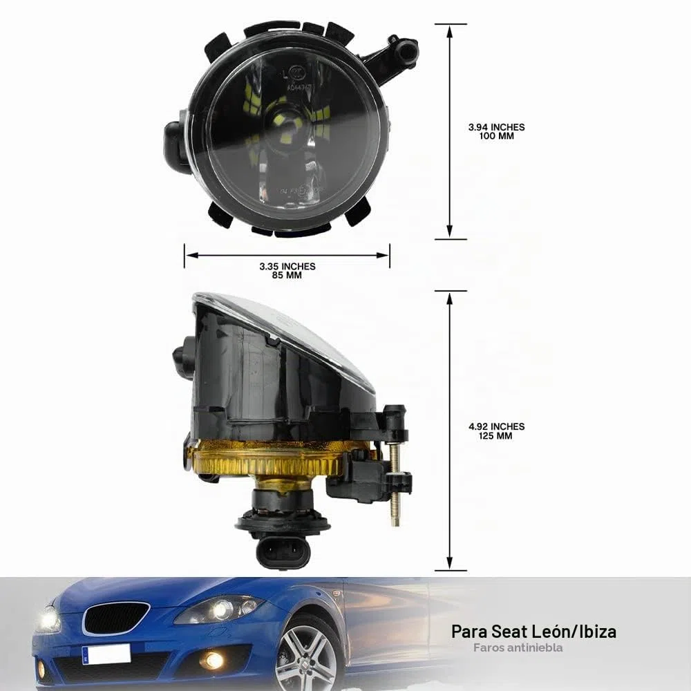 Faros antiniebla delanteros para Seat Leon Mk2 1P Ibiza IV Altea Toledo 2 piezas Faros antiniebla del parachoques delantero Conjunto de faros 9006 HB4 Luces de conducción antiniebla halógenas