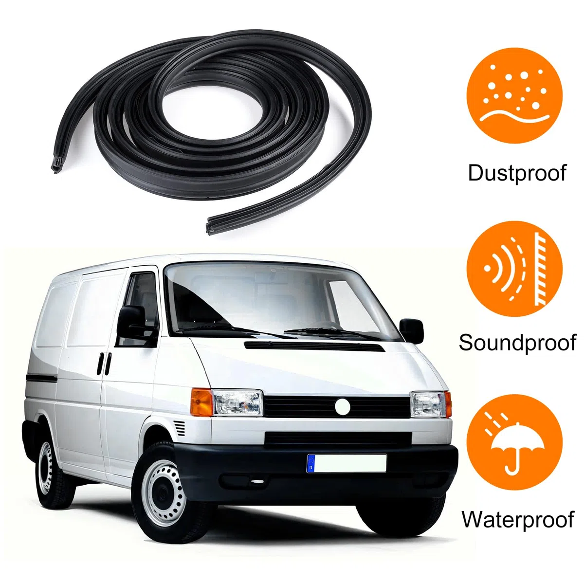 Junta de Goma Para Puerta de Coche 5.4 M, Compatible con VW T4 Transporter 1990-2003. Protección Del Borde de la Puerta, Tierra de Salade de Goma Para Puerta de Coche Negro 721827705B
