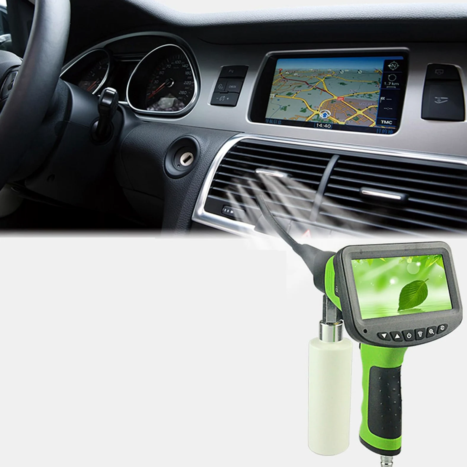 KIMISS Pistola de Limpieza de Aire Acondicionado de Coche con Pantalla LCD, Endoscopio y Pantalla 4K HD para Limpieza Eficaz de Tuberías y Cajas de Evaporación