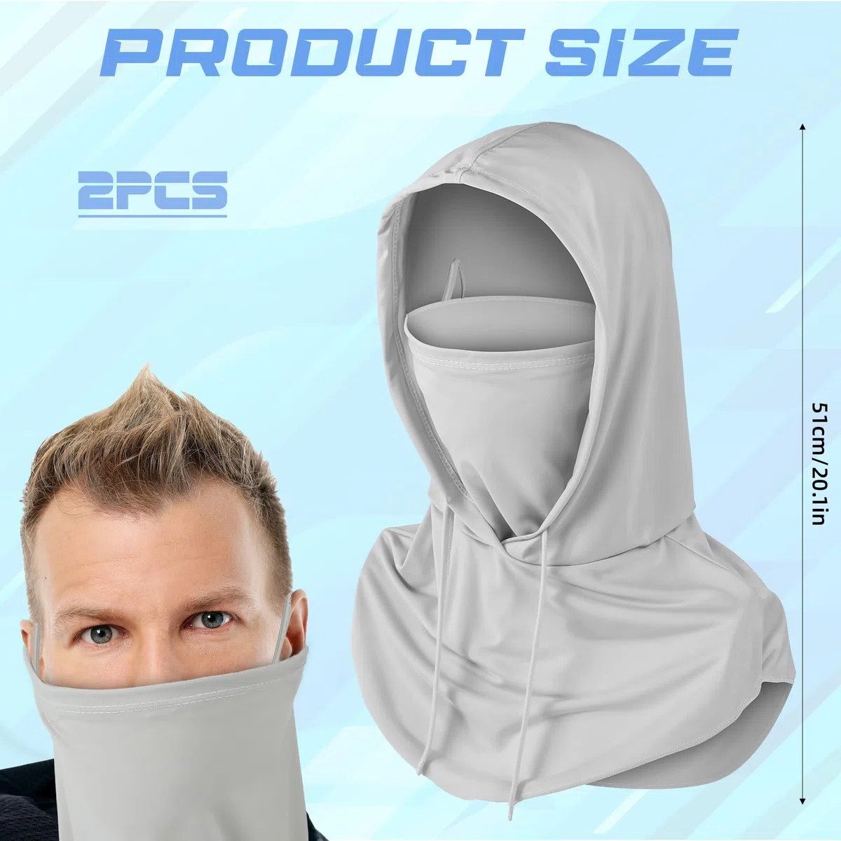 Paquete de 2 máscaras faciales con protección solar UV, pasamontañas refrescantes, máscara de motocicleta para hombres y mujeres, actividades al aire libre, motocicleta, ciclismo, pesca