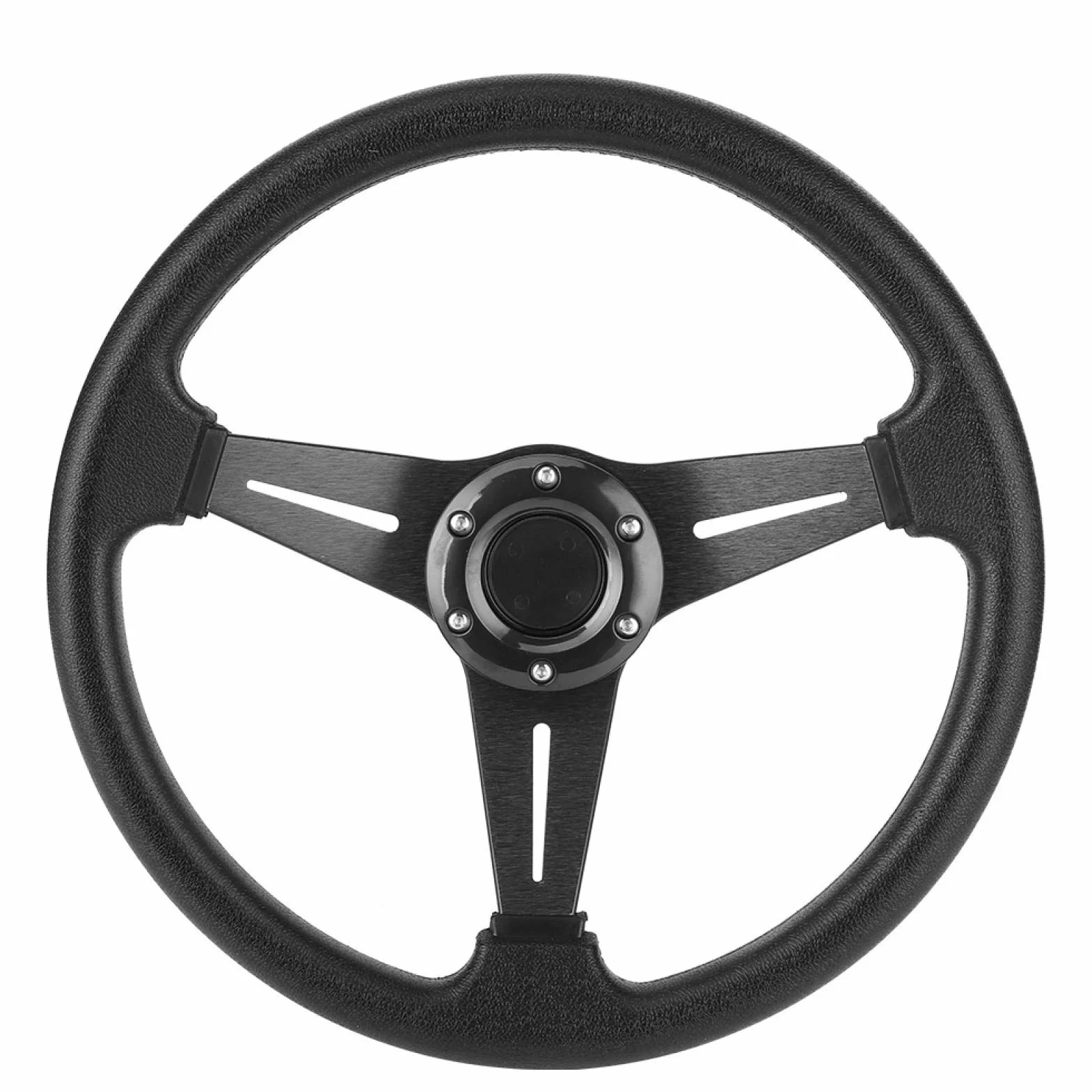 Volante, 350 mm 14 pulgadas Coche de carreras Derrapaje Deportivo Reequipamiento Volante Aleación de aluminio Reemplazo de PU Accesorio universal modificado(negro)