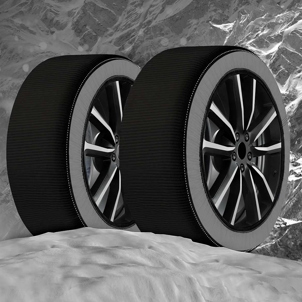 A2ZWorld Cadena de nieve textil para neumáticos, calcetines de nieve para automóviles, aprobado EN 16662-1, color negro, tamaño (L)