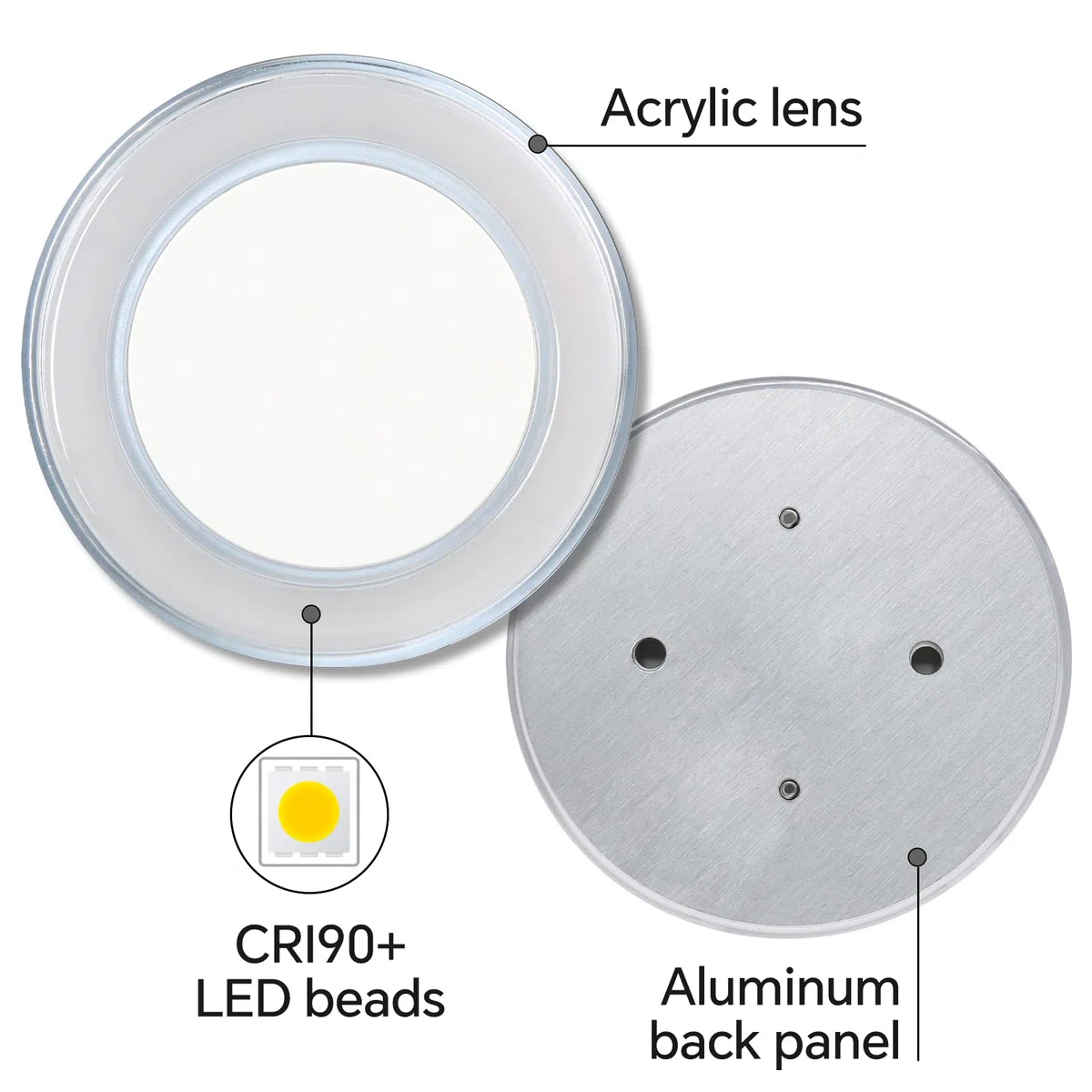 4 x Lámpara LED 12V Autocaravana Regulable Panel Luz de Techo 76mm 320LM 3W, para Caravana Barco Remolque Coche Iluminación Interior (5000K)