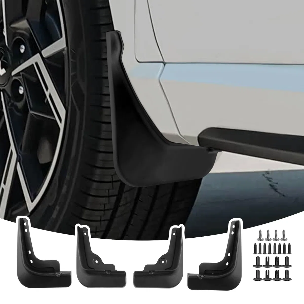 Guardabarros para Hyunda-i Tucson NX4 2024 2023 2022 2021, Faldillas Antibarro Delantero y Trasero con Tornillos de Montaje, Accesorios Protectores contra Salpicaduras [4 Piezas]
