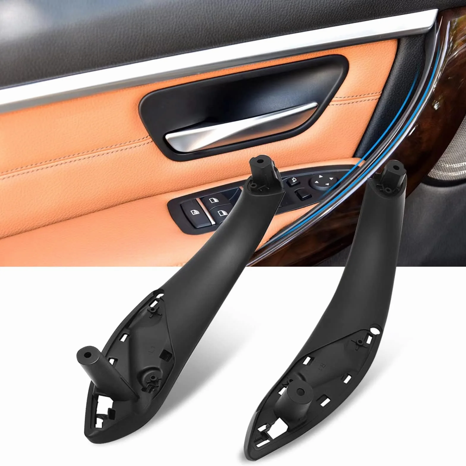 2PCS Compatible con Tirador Puerta BMW Serie 3 F30 F31 F34 F80 Manijas Para Puertas Izquierdo+ Tirador Puerta Derecha Serie 4 F32 F33 F36 F82 F83 Manillas Puertas Interior-Negro