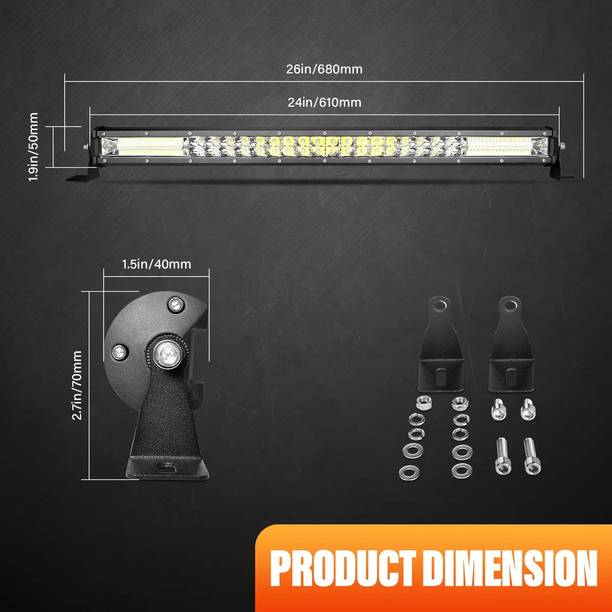 SKYWORLD Barra LED 24 pulgadas 61cm 216W riga triple Barras LED Coches Trabajo con 12V kit de cableado, Haz Combinado Faros Led Foco Led Lampara 4x4 Coche Off road Camión Todoterreno Vehículos
