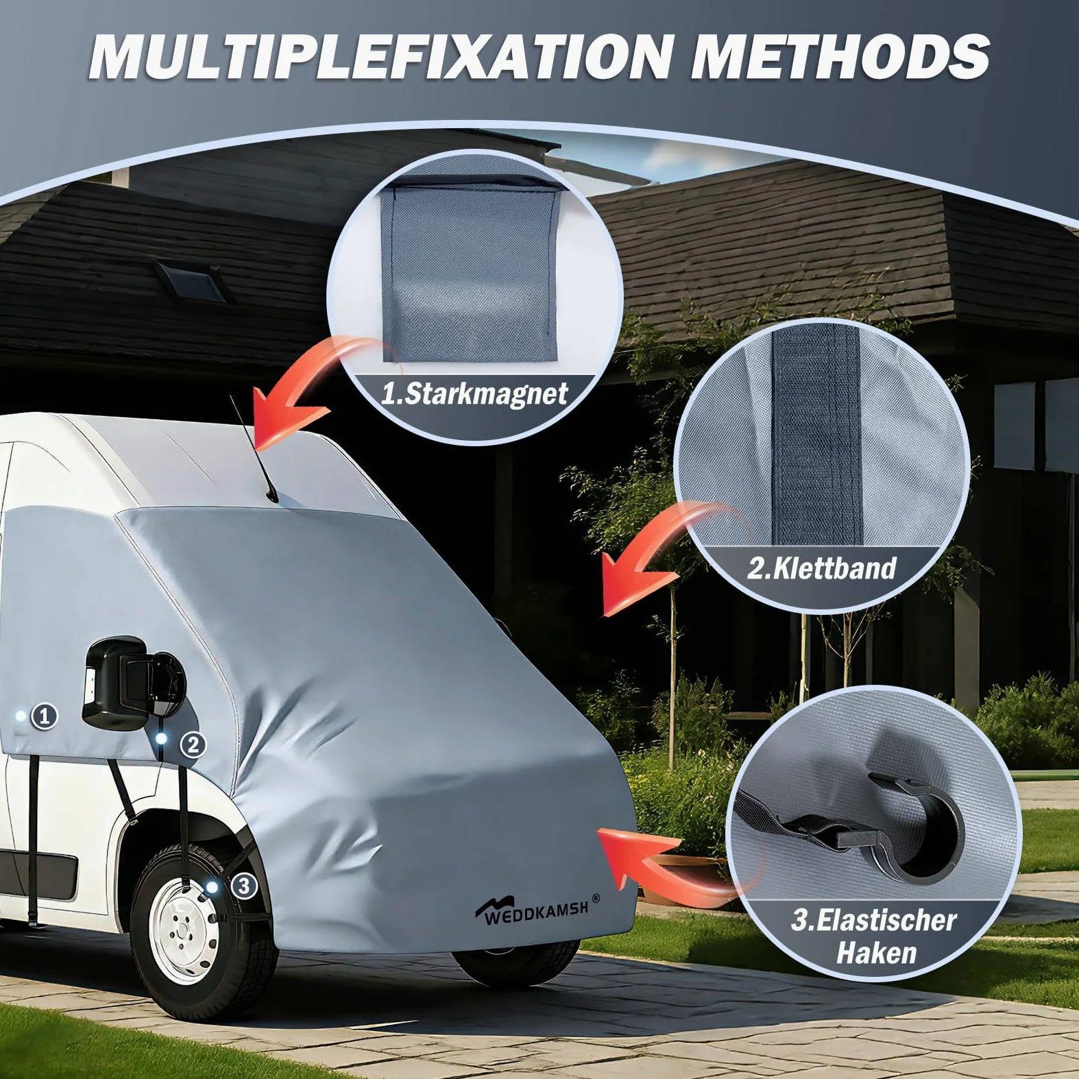 Cubierta de parabrisas frontal compatible con FIAT Ducato Serie 8 a partir de 2006, lona de protección del parachoques para autocaravana, alfombrillas térmicas de alta calidad para protección solar