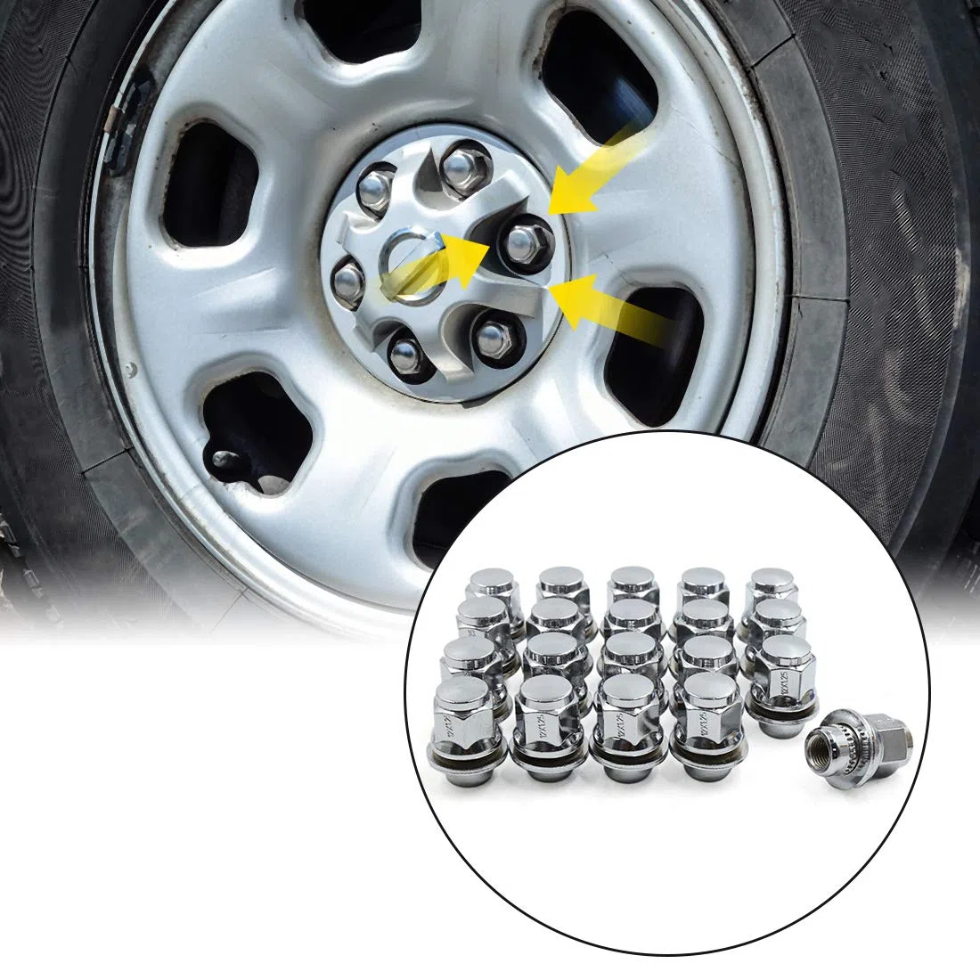 sourcing map 20Pcs M12x1.25 Tornillo de Llanta para El Coche de Carreras Aluminio de Tuercas Antirrobo de Ruedas