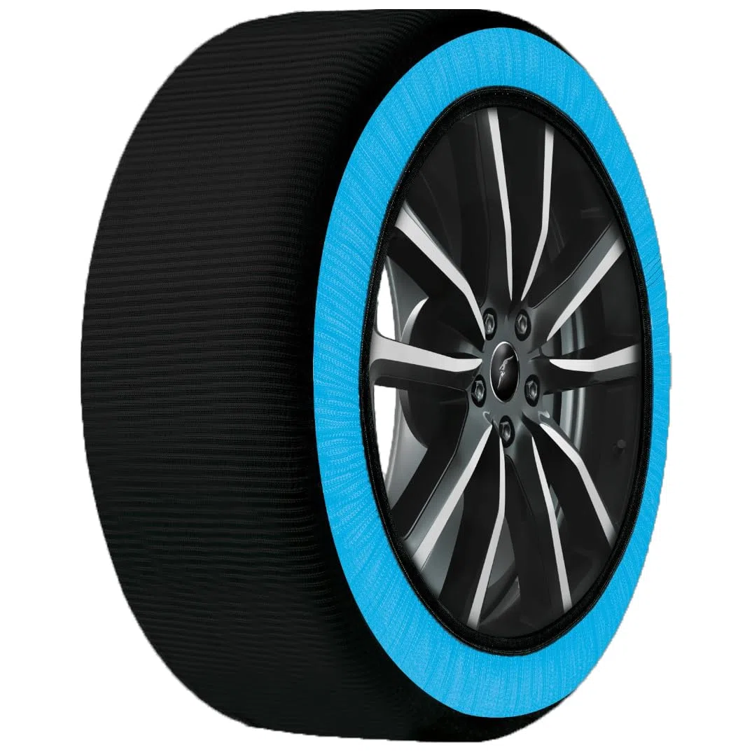 AMCAR - Calcetines de nieve textiles, talla M, homologados Italia EN 16662-1 – Cadenas de nieve de tela montaje 3 minutos – Snow Sock Auto SUV compatibles vehículos eléctricos – Tejido 3D protección