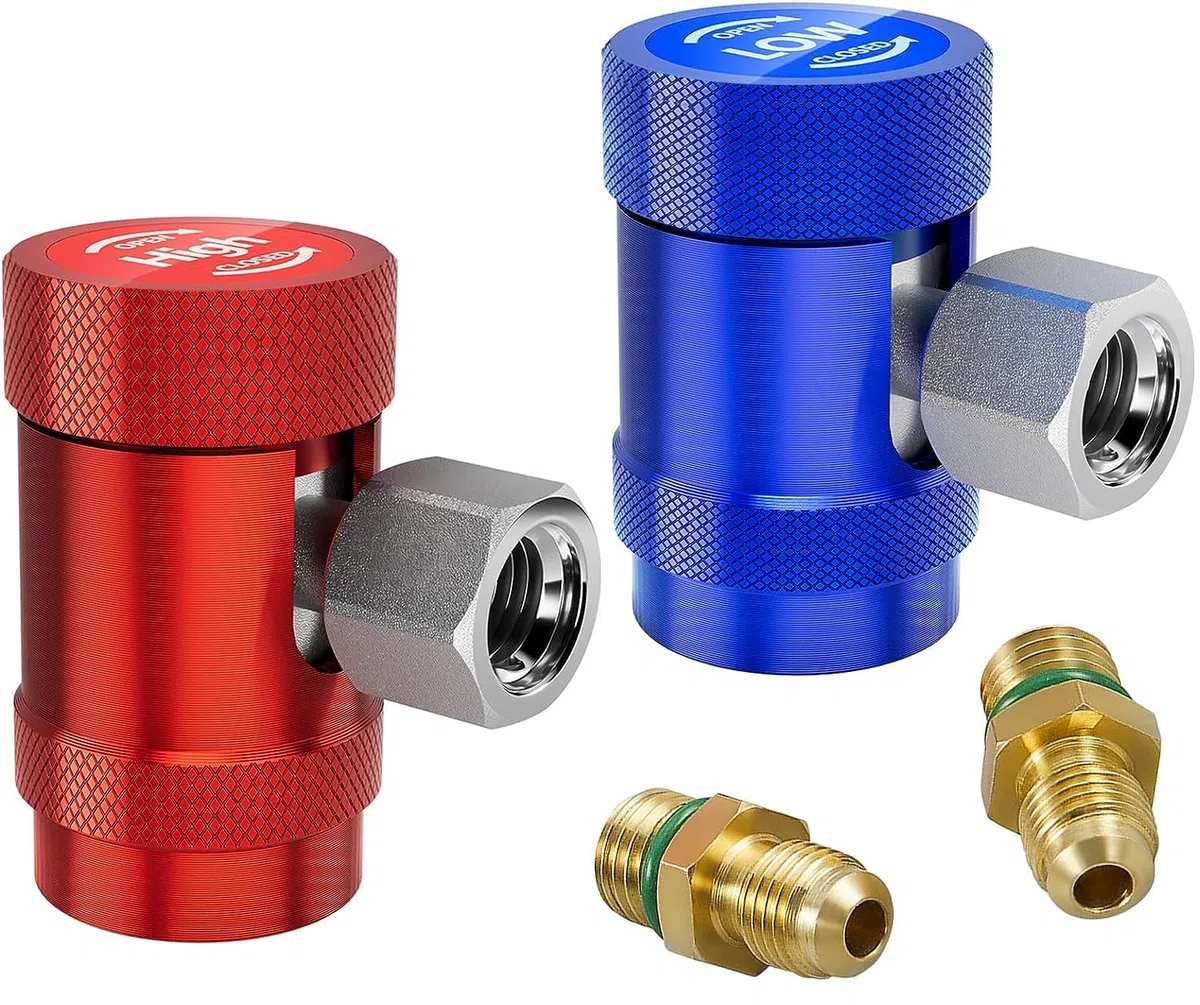 Adaptador De Acoplamiento Rápido R1234yf, Adaptador de Presión Alta/Baja Adaptador de Acoplamiento Rápido para R1234yf, Adaptador de Enchufe con Puerto Macho De 6,35 Mm, para Aire Acondicionado