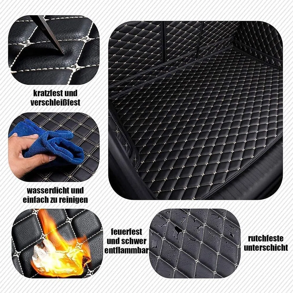 Coche Cuero Alfombrillas Maletero para Chery Omoda 5 C5 Fownix FX 2022-2025, Cobertura Completa Cubre Maletero Protector Alfombra Antideslizante Accesorios,D/Black