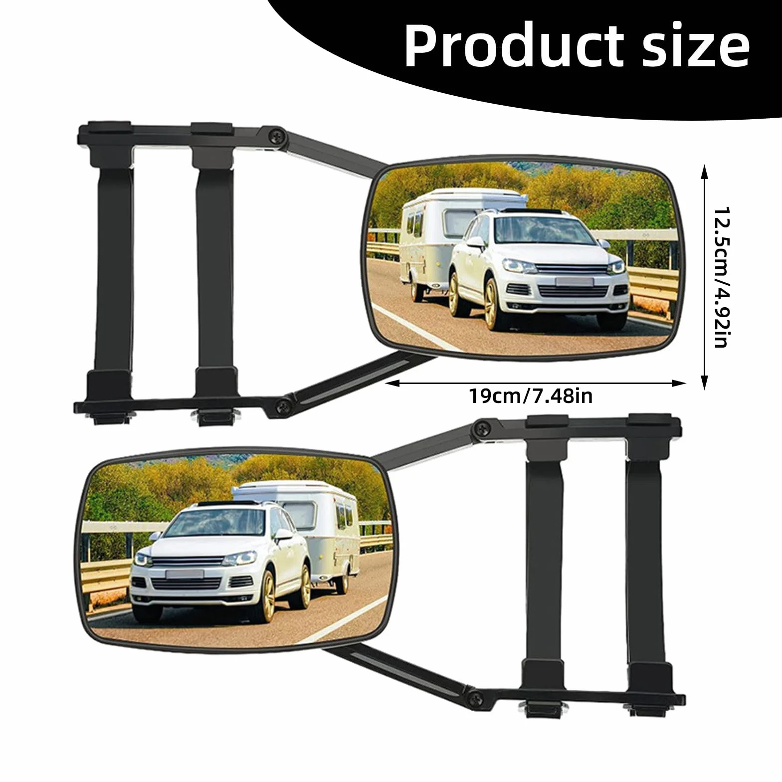 2 espejos retrovisores para caravanas, espejos retrovisores de 360 grados, para la mayoría de los coches, camiones, SUV, caravanas, remolques