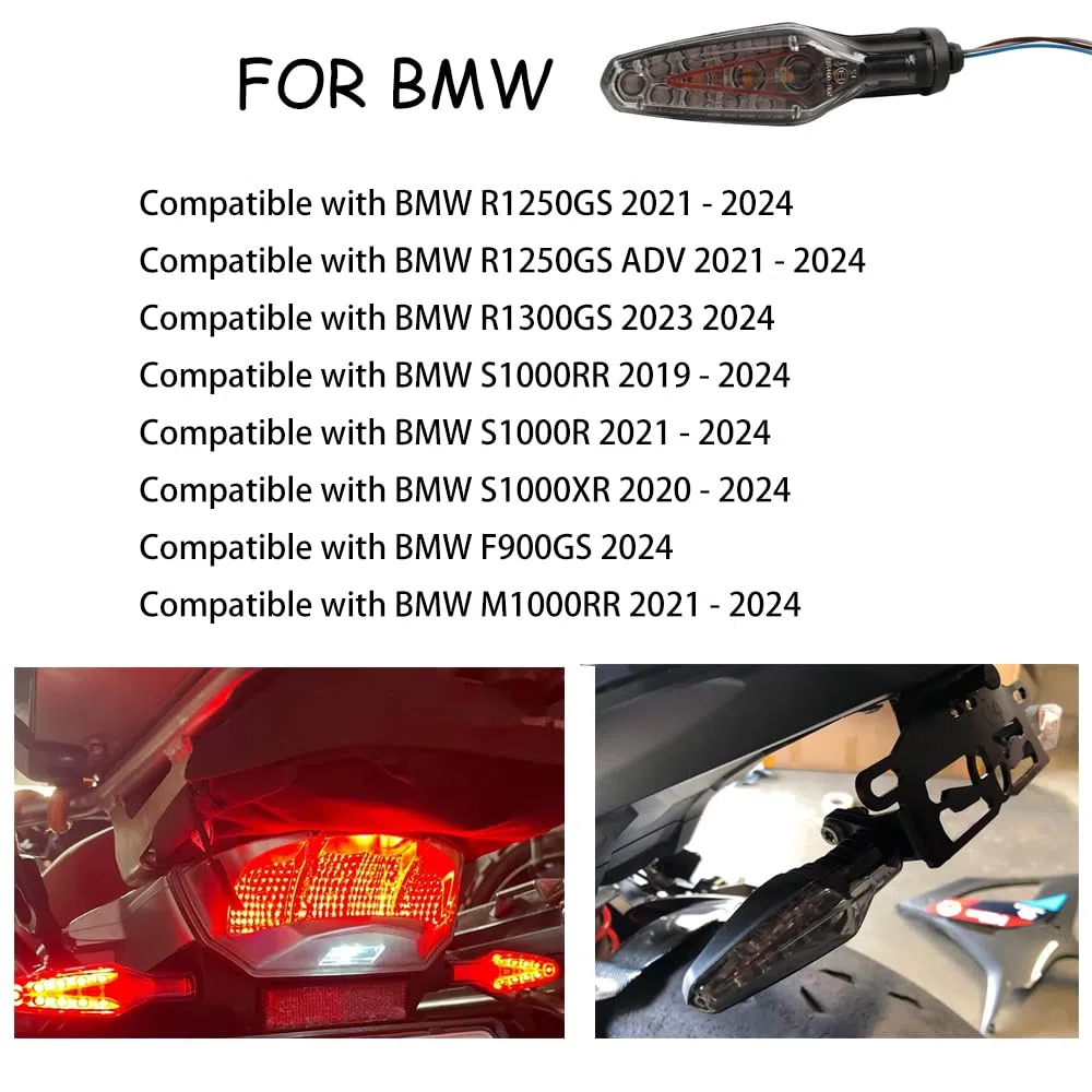 12 V LED Luz intermitente de freno para motocicleta resistente al agua compatible con BMW R1250GS R1300GS F900GS S1000RR S1000R S1000XR M1000RR R 1250 1300 GS S 1000 R RR XR