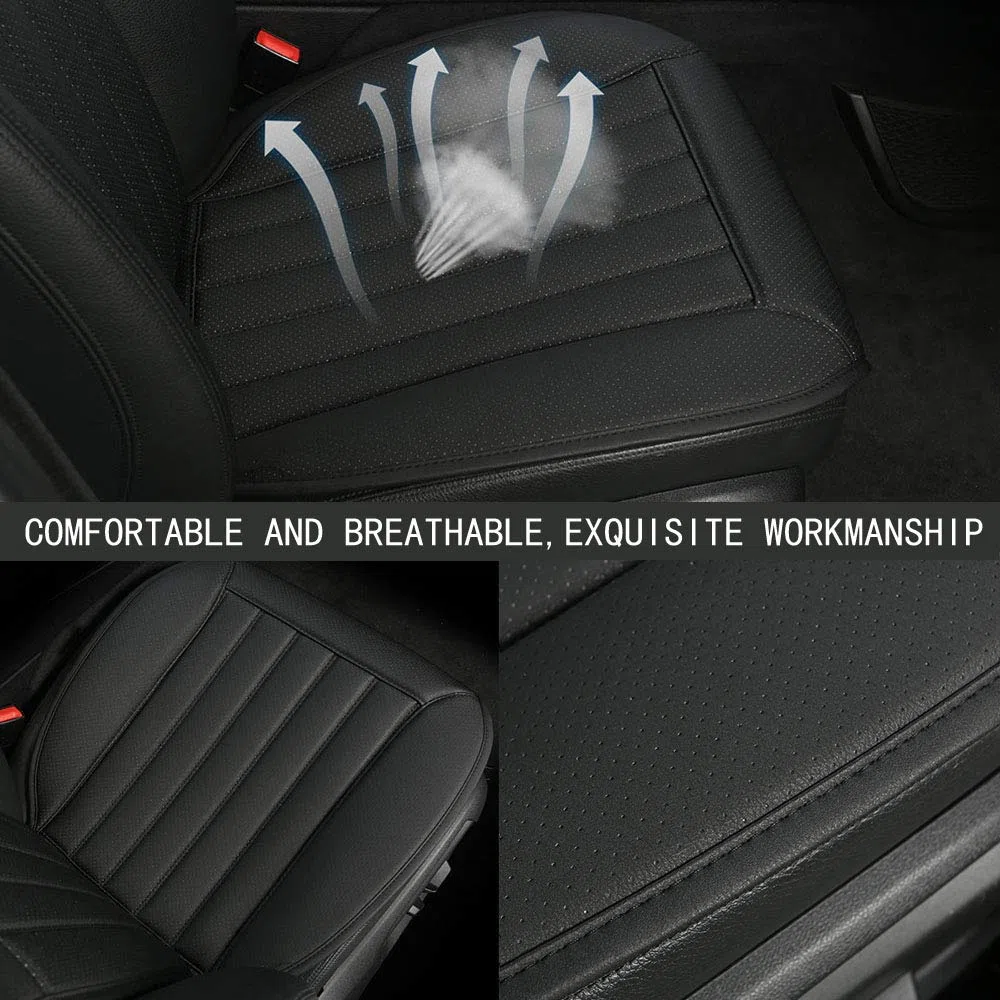 Black Panther Cojin Asiento Coche, Lujo Fundas para Asientos de Coche,Cuatro Estaciones Universal Antideslizante Protector Asiento Delanterocon Respaldo(1PC- Negro)