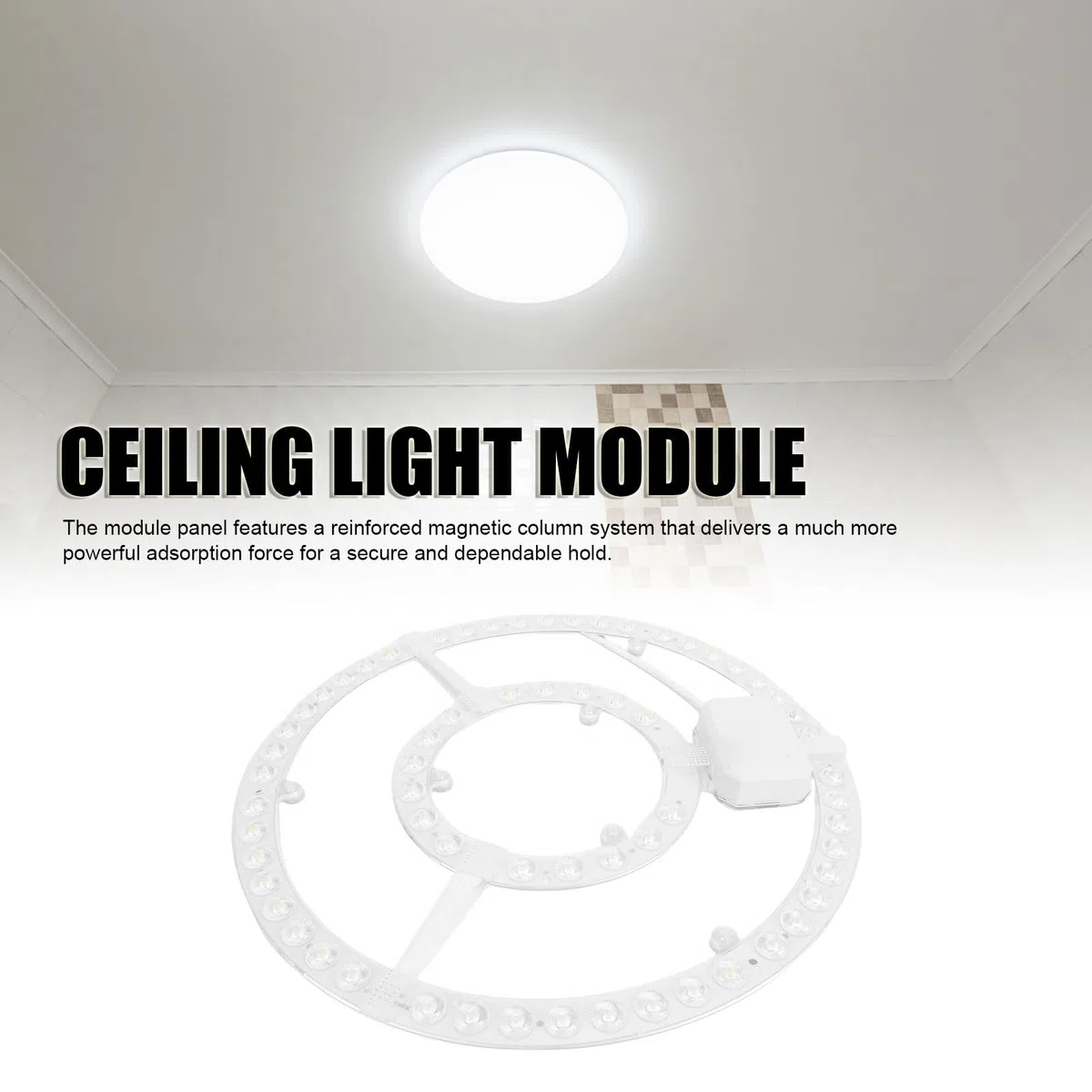 Bewinner Kit de Adaptación del Motor de Luz LED de 12.01 Pulgadas, Módulo Redondo de Luz de Techo LED Módulo de Luz de Techo de Alto Brillo de Luz Blanca Panel de 72 W para Reemplazo