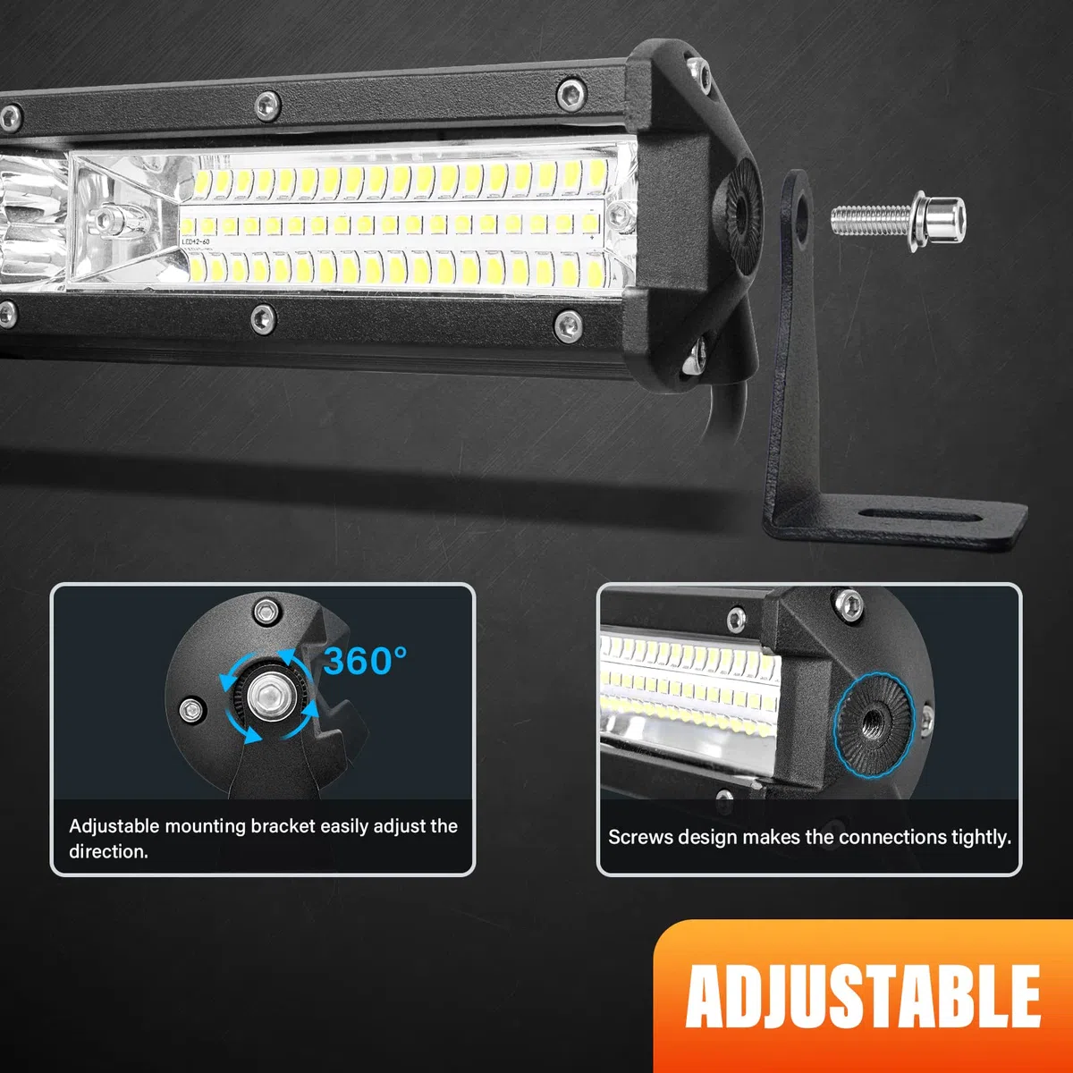 SKYWORLD Barra LED 24 pulgadas 61cm 216W riga triple Barras LED Coches Trabajo con 12V kit de cableado, Haz Combinado Faros Led Foco Led Lampara 4x4 Coche Off road Camión Todoterreno Vehículos