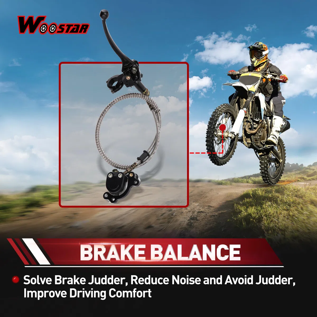 WOOSTAR Pinza Disco Freno Delantero Moto Palanca de Freno Reemplazo para 2 Tiempos 43cc 47cc 49cc Mini Pocket Bike Dirt Bike Mini Chopper Scooter