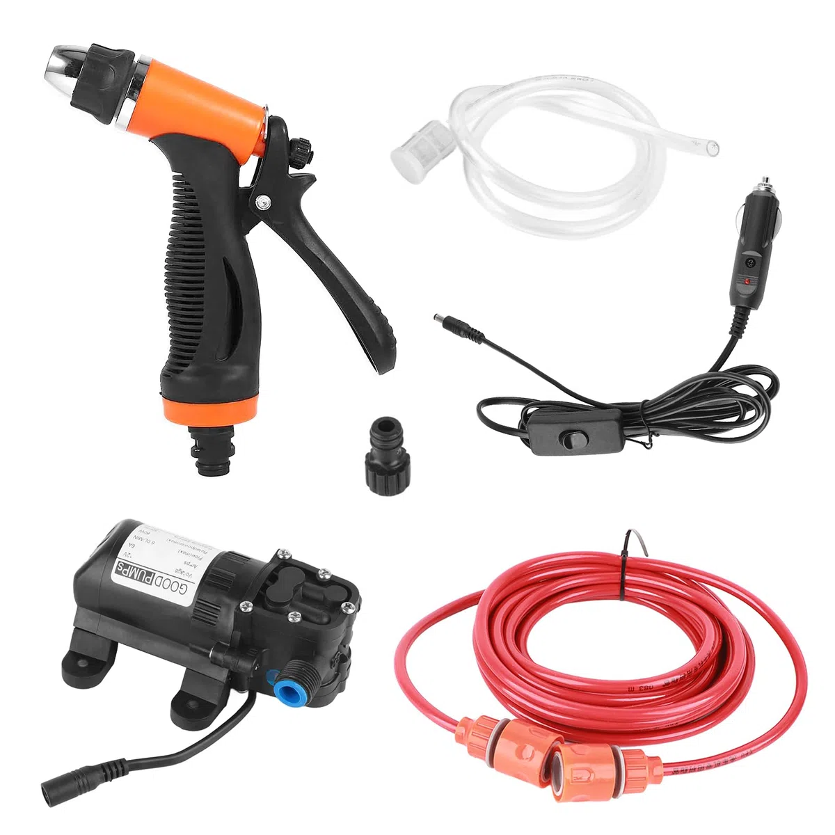 Kit de Lavadora de Coche Portátil, Bomba de Agua Eléctrica de Alta Presión, 12V, Autocebante para Limpieza de Automóviles