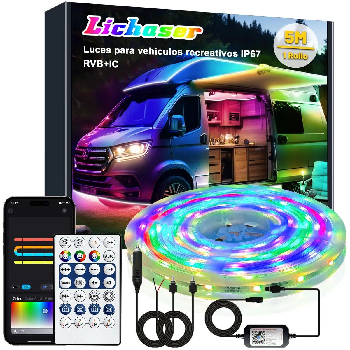 Lichaser Tira de luces Ip68 1M