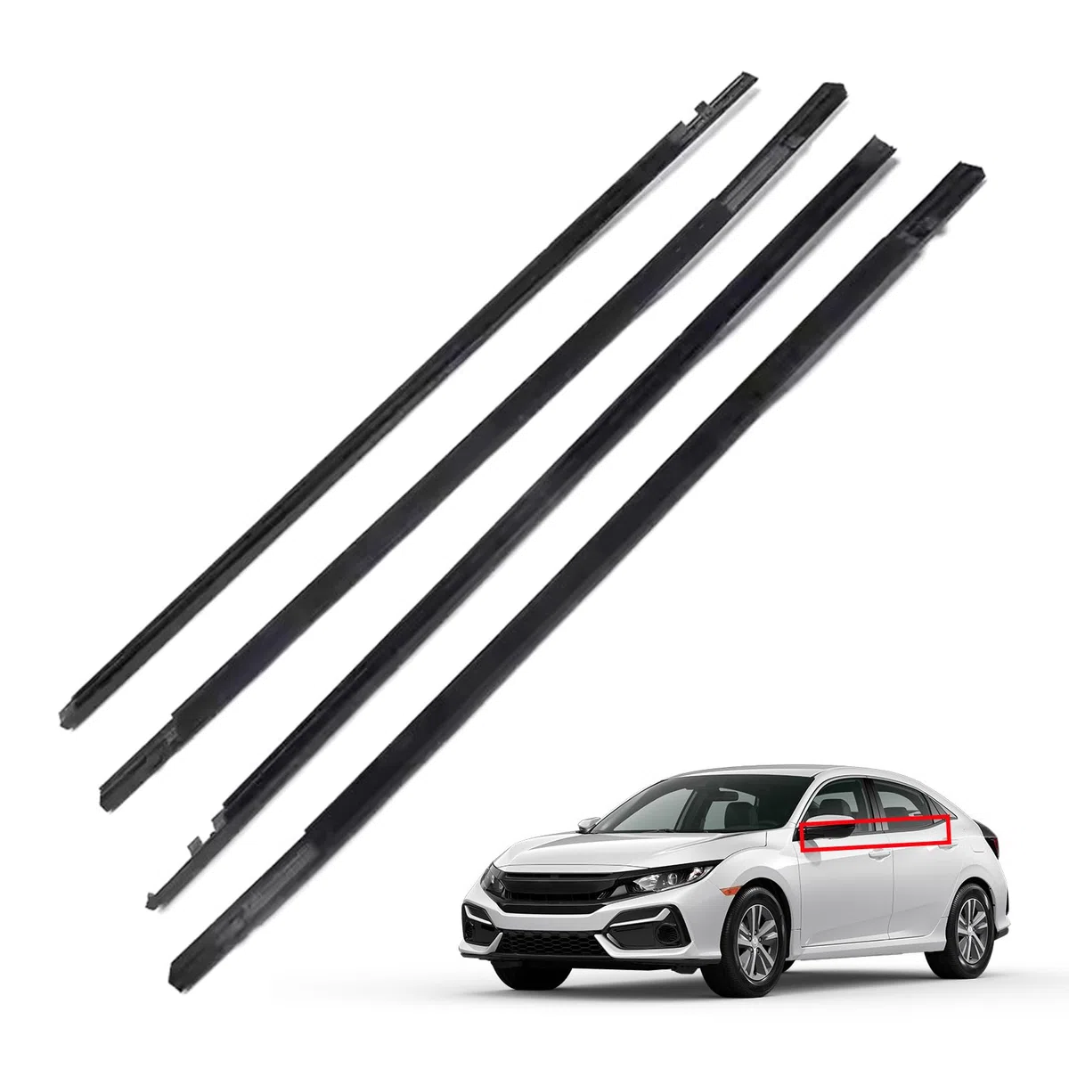 4 correas de sellado para molduras de ventana compatibles con Honda Civic de 4 puertas Sedan 2016 2017 2018 2019 2020 2021 reemplaza # 72450-TEA-T01 72410-TEA-T01 72950-TEA-T01 72911 0-TEA-TÉ 01
