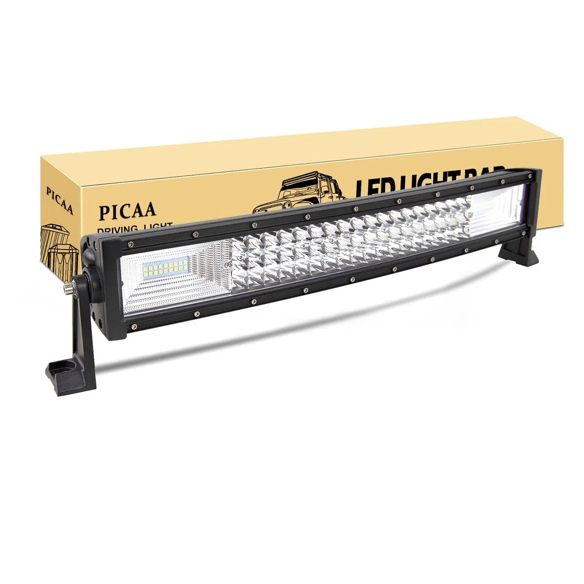PICAA Barra Led 22 pulgadas 54 CM 270W Curva Barra de luz LED 12V 24V 6000K Barra de luces LED auxiliar LED Foco reflector Barra de luz de trabajo LED para SUV Offroad ATV UTV Tractor 4x4 Coche